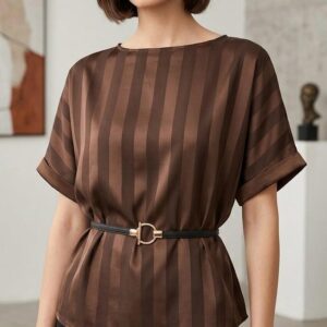 CHIC SATIN STRIPED TUNIC TOP