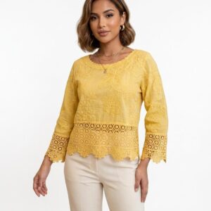 Summer sunshine embroidered lace top