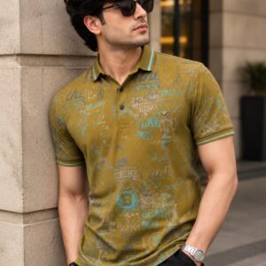 Graphic printed polo T-shirt