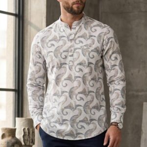 Abstract print cotton short kurta
